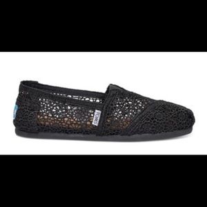Black crochet slip on TOMS